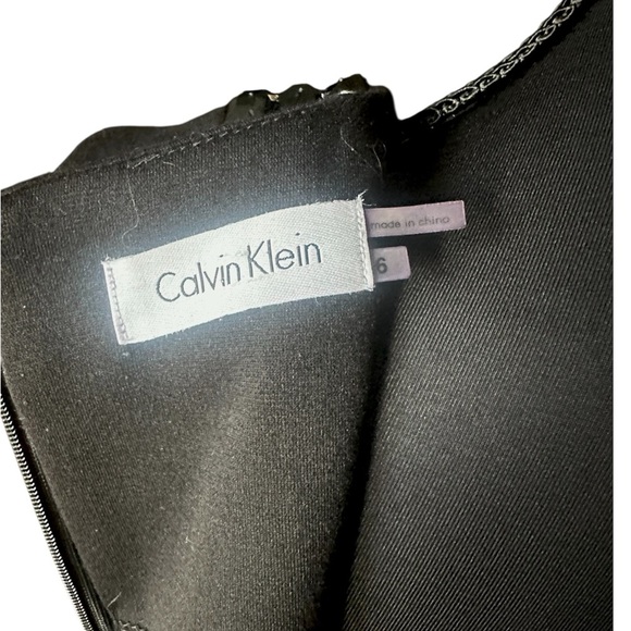 Calvin Klein Little Black Sheath Dress with Embellished Neckline Size 6 - Picture 4 of 8